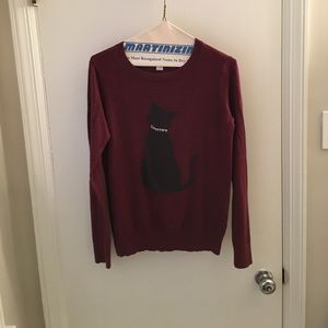 Adorable burgundy cat sweater with sparkly collar